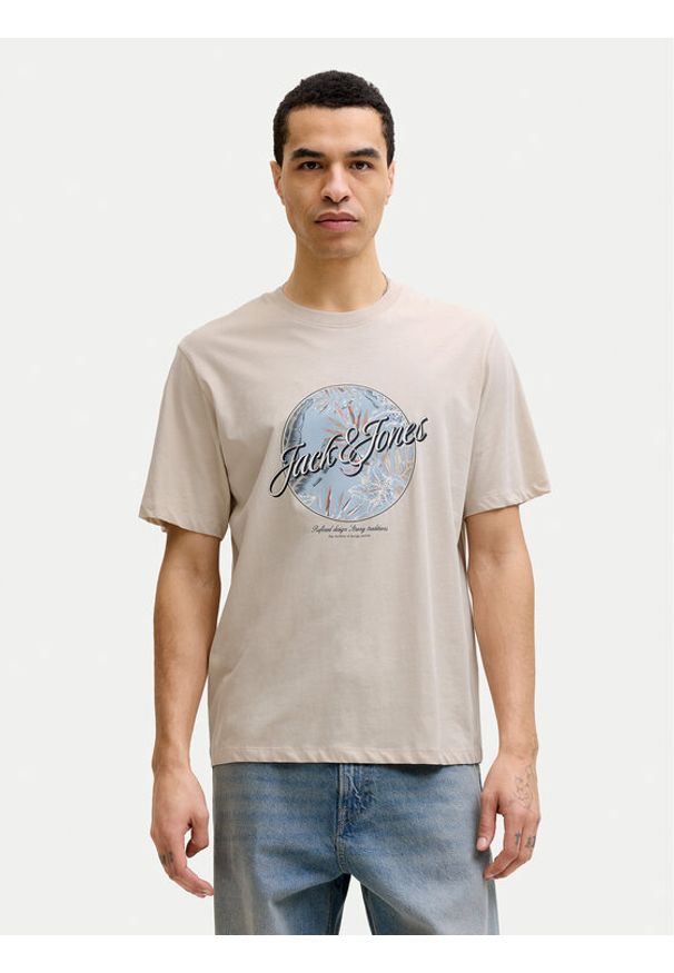 Jack & Jones T-Shirt Honolulu 12288088 Beżowy Regular Fit. Kolor: beżowy. Materiał: bawełna