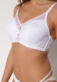 Born2be - Biały Biustonosz z Koronką i Transparentną Wstawką Heliphine. Kolor: biały. Materiał: koronka. Wzór: koronka #7