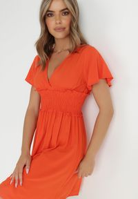 Born2be - Pomarańczowa Sukienka z Wiskozy Gulpari. Kolor: pomarańczowy. Materiał: wiskoza. Długość: mini #5