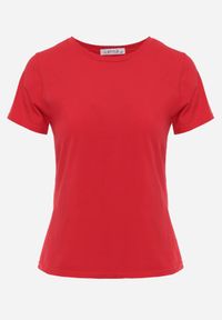 Born2be - Czerwony Bawełniany T-shirt w Klasycznym Stylu Nedila. Kolor: czerwony. Materiał: bawełna. Długość: długie. Styl: klasyczny #7