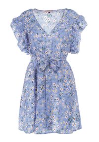 Born2be - Niebieska Sukienka Dioete. Kolor: niebieski. Materiał: materiał. Wzór: kwiaty #5