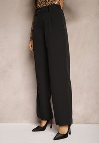 Renee - Czarne Spodnie Szerokie High Waist Gaye. Okazja: na co dzień. Stan: podwyższony. Kolor: czarny. Materiał: tkanina. Styl: casual #3