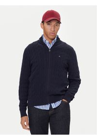 TOMMY HILFIGER - Tommy Hilfiger Kardigan MW0MW40440 Granatowy Regular Fit. Kolor: niebieski. Materiał: bawełna