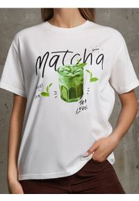 Sinsay - Bawełniana koszulka z kolorowym nadrukiem - kremowy. Kolor: kremowy. Materiał: bawełna. Wzór: kolorowy, nadruk #1