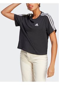 Adidas - adidas T-Shirt Essentials 3-Stripes Single Jersey Crop Top HR4913 Czarny Loose Fit. Kolor: czarny. Materiał: bawełna #4