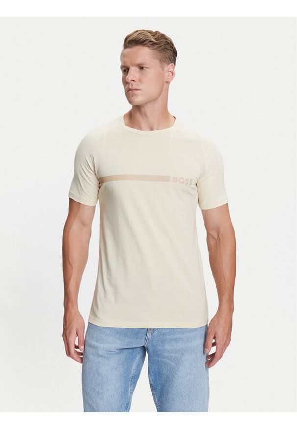 BOSS T-Shirt 50517970 Beżowy Slim Fit. Kolor: beżowy. Materiał: bawełna