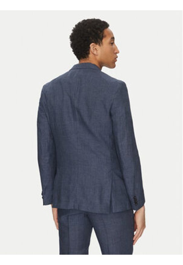 BOSS Garnitur C-Huge-Peak-252 50540764 Granatowy Slim Fit. Kolor: niebieski. Materiał: len, wiskoza