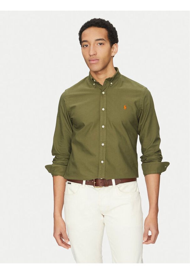 Polo Ralph Lauren Koszula 710960643001 Khaki Slim Fit. Typ kołnierza: polo. Kolor: brązowy. Materiał: bawełna