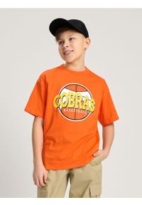 Sinsay - Koszulka z kolorowym nadrukiem - pomarańczowy. Kolor: pomarańczowy. Wzór: nadruk, kolorowy #1