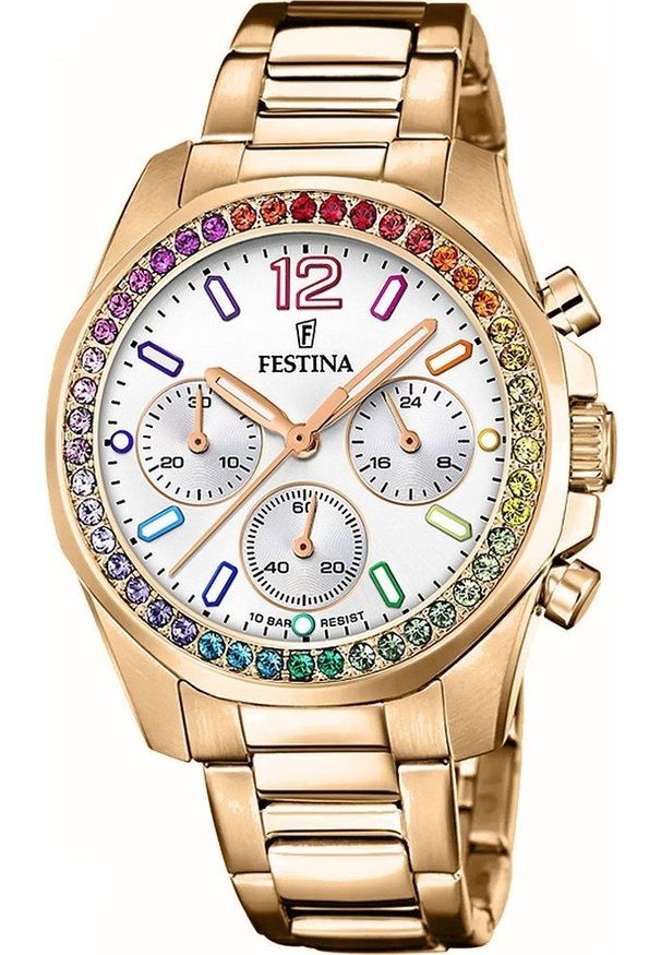 Zegarek Festina Zegarek damski Festina F20639-2 różowe złoto. Kolor: złoty, wielokolorowy, różowy