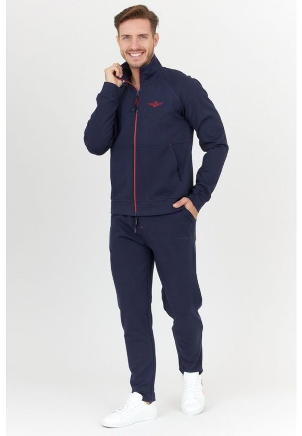 Aeronautica Militare - AERONAUTICA MILITARE Granatowe spodnie męskie dresowe, Rozmiar S. Kolor: niebieski. Materiał: wiskoza, dresówka