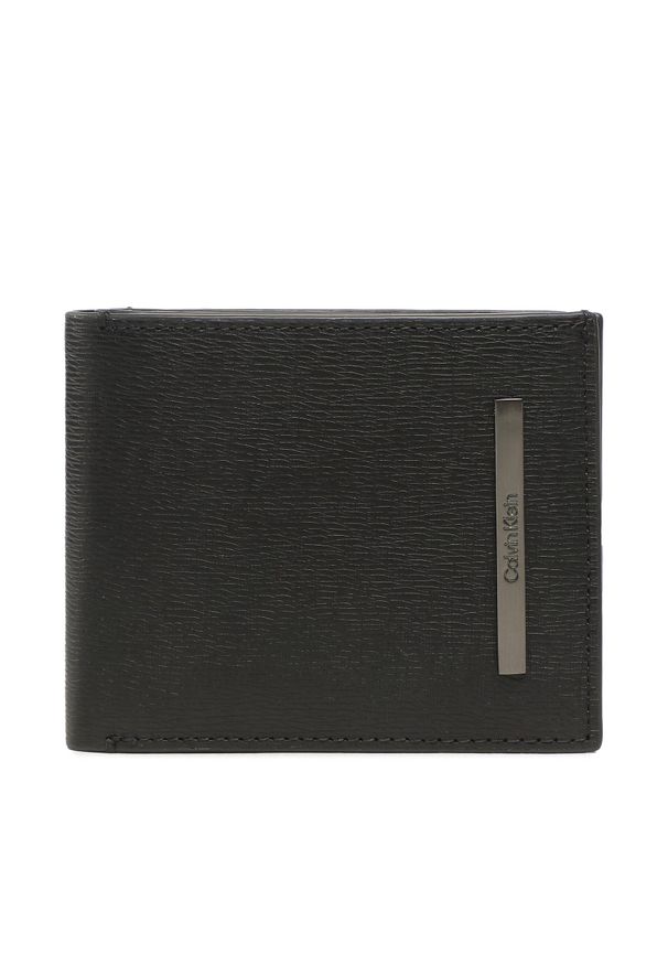 Duży Portfel Męski Calvin Klein Modern Metal Bifold 5Cc W/Coin K50K510612 BAX. Kolor: czarny. Materiał: skóra