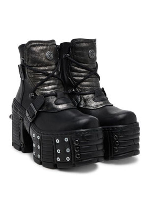 NEW ROCK Botki M-TM004-C3 Czarny. Kolor: czarny. Materiał: skóra. Styl: rockowy