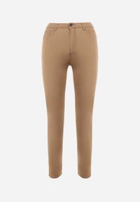 Born2be - Beżowe Spodnie Skinny Commins. Kolor: beżowy. Materiał: tkanina. Długość: długie. Wzór: jednolity. Styl: elegancki