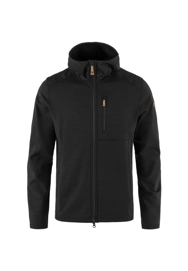 Fjällräven - Kurtka polarowa męska Fjallraven Keb Fleece Hoodie. Kolor: czarny, szary, wielokolorowy. Materiał: polar. Sport: turystyka piesza