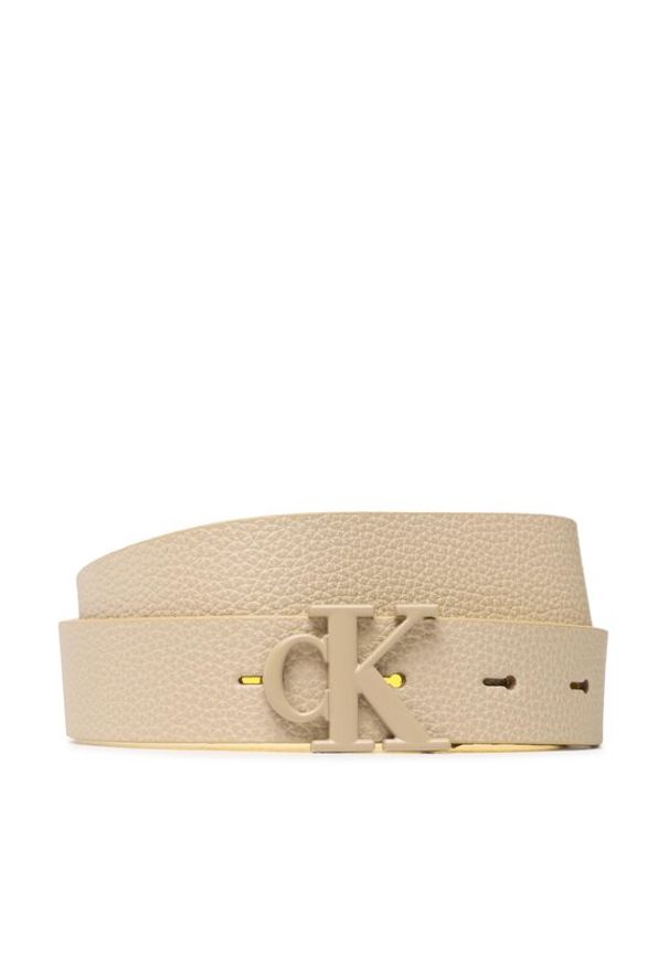 Calvin Klein Jeans Pasek Damski Mono Hardware Leather Belt 2.5mm K60K610365 Złoty. Kolor: złoty. Materiał: skóra