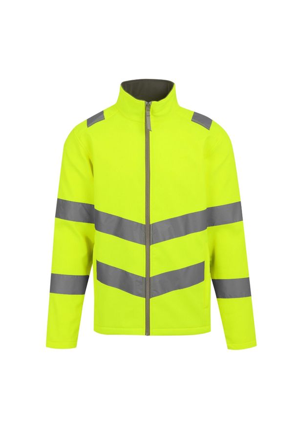 Regatta - Męska 2warstwowa Kurtka Soft Shell Pro Contract Ablaze HiVis. Kolor: biały, wielokolorowy, żółty. Sport: turystyka piesza