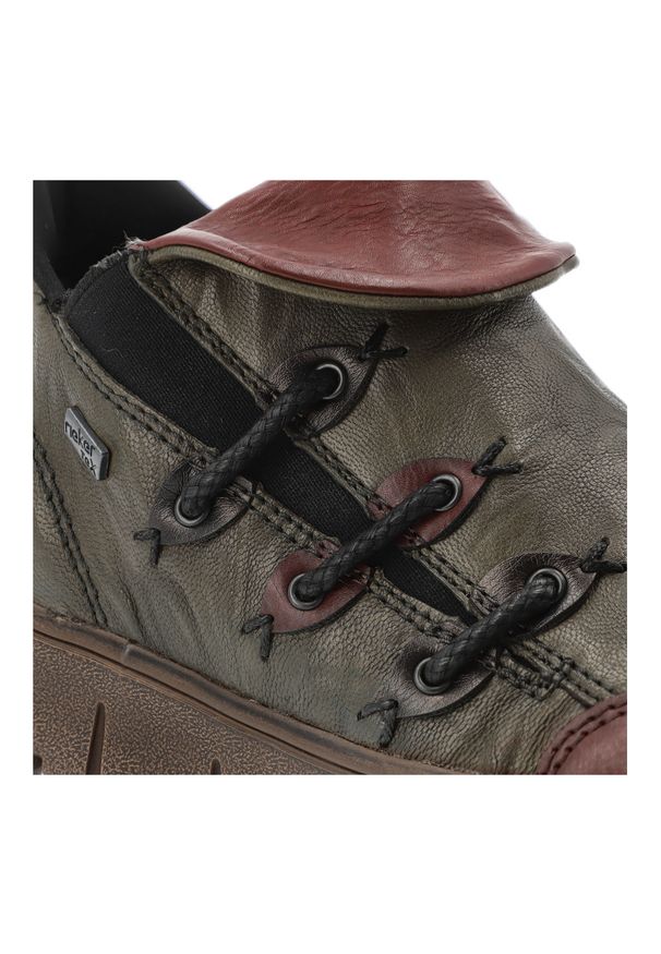 Zielone Botki Rieker Ocieplane Buty Damskie. Okazja: na co dzień. Kolor: zielony. Materiał: skóra. Styl: casual