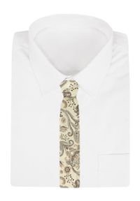 Męski Krawat - Kremowy w Orientalny Wzór - Alties. Kolor: kremowy. Materiał: tkanina. Styl: elegancki, wizytowy #4