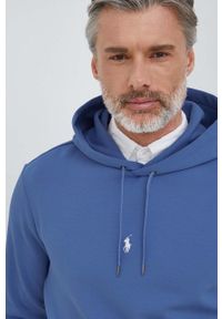 Polo Ralph Lauren bluza męska kolor niebieski z kapturem gładka. Typ kołnierza: kaptur, polo. Kolor: niebieski. Wzór: gładki #3