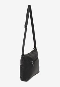 Born2be - Czarna Torebka z Regulowanym Paskiem i Ozdobnymi Suwakami Malarelle. Kolor: czarny. Styl: elegancki