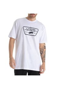 Koszulka Vans Full Patch VN000QN8YB21 - biała. Kolor: biały. Materiał: bawełna, materiał. Długość rękawa: krótki rękaw. Długość: krótkie. Wzór: aplikacja