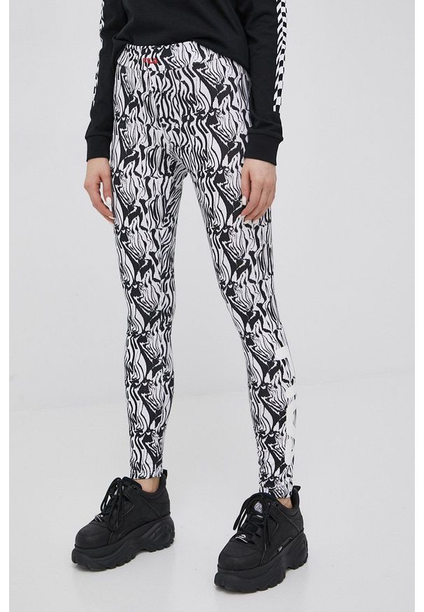 Fila legginsy damskie kolor czarny wzorzyste. Kolor: czarny. Materiał: dzianina