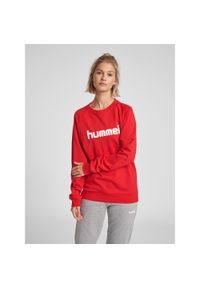 Bluza do piłki ręcznej damska Hummel Go Cotton Logo Sweatshirt Woman. Kolor: czerwony, różowy, wielokolorowy