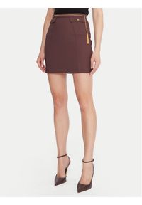 Elisabetta Franchi Spódnica mini GO-148-57E2-V380 Brązowy Slim Fit. Kolor: brązowy. Materiał: syntetyk