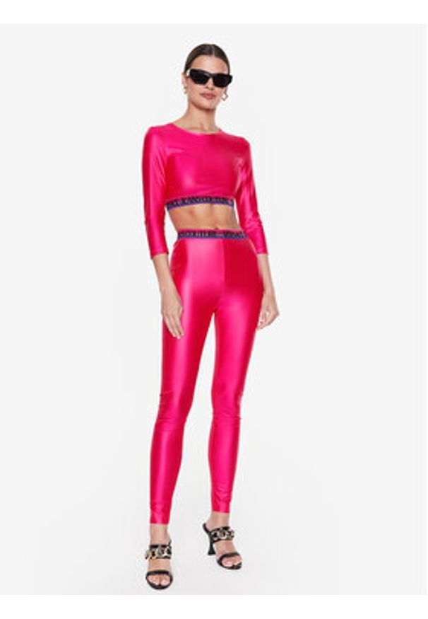 Versace Jeans Couture Legginsy 74HAC101 Różowy Slim Fit. Kolor: różowy. Materiał: syntetyk