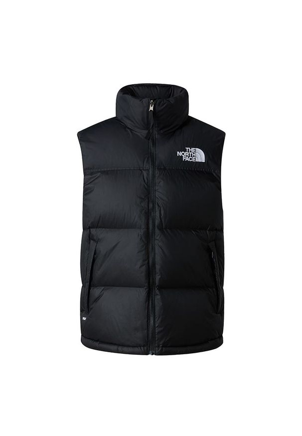 Bezrękawnik męski The North Face 1996 Retro Nuptse 0A3JQQGOF1 - czarny. Kolor: czarny. Materiał: puch, nylon. Długość rękawa: bez rękawów. Wzór: aplikacja. Sezon: zima. Styl: retro