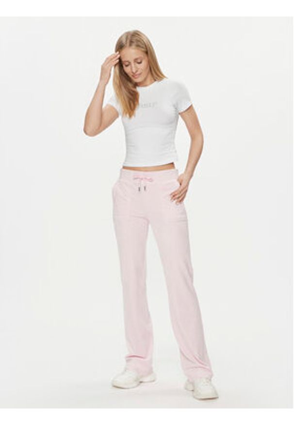 Juicy Couture T-Shirt Shrunken Diamante JCMCT223257 Biały Slim Fit. Kolor: biały. Materiał: bawełna