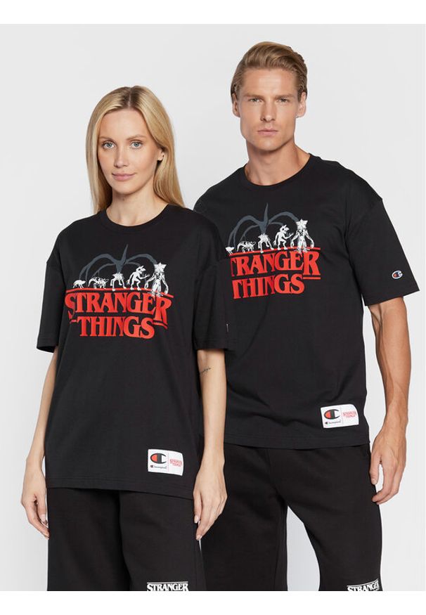 Champion T-Shirt STRANGER THINGS Unisex 217791 Czarny Custom Fit. Kolor: czarny. Materiał: bawełna