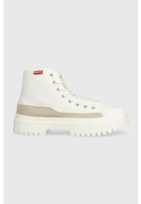 Levi's® - Levi's trampki Patton S damskie kolor biały. Okazja: na spotkanie biznesowe. Nosek buta: okrągły. Zapięcie: sznurówki. Kolor: biały. Materiał: materiał, włókno, guma. Obcas: na platformie. Styl: biznesowy #1