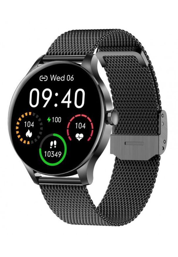 GARETT - Smartwatch Garett Classy czarny stalowy. Rodzaj zegarka: smartwatch. Kolor: czarny, wielokolorowy, szary. Styl: sportowy, elegancki, casual