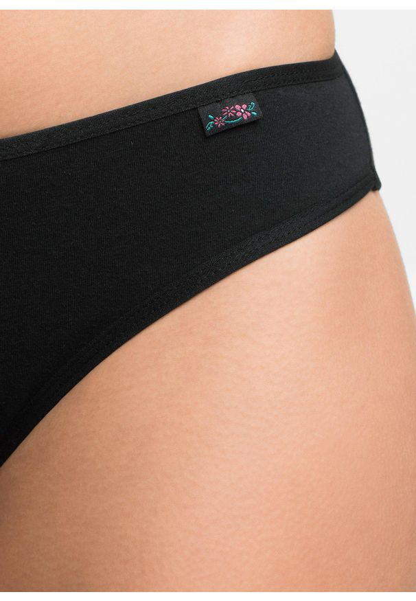 bonprix - Figi (6 par). Kolor: czarny. Wzór: aplikacja, kwiaty