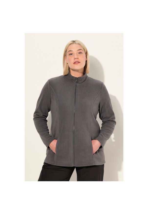 ULLA POPKEN - Damskie Bluza polarowa system modułowy do wpinania z recyklingu. Kolekcja: plus size. Kolor: szary. Materiał: poliester, materiał