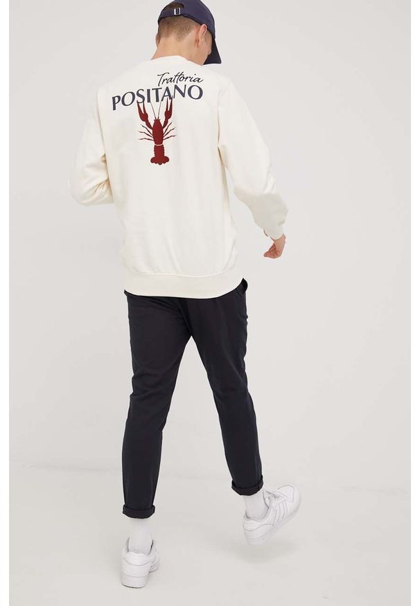 Jack & Jones bluza bawełniana męska kolor beżowy z aplikacją. Kolor: beżowy. Materiał: bawełna. Wzór: aplikacja