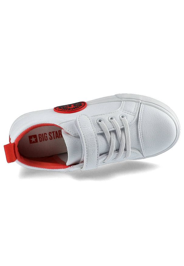 Big-Star - Białe Trampki Big Star Dziecięce Buty Na Rzep. Okazja: na co dzień. Zapięcie: rzepy. Kolor: biały. Materiał: skóra ekologiczna, guma. Szerokość cholewki: normalna. Wzór: aplikacja. Styl: sportowy, casual