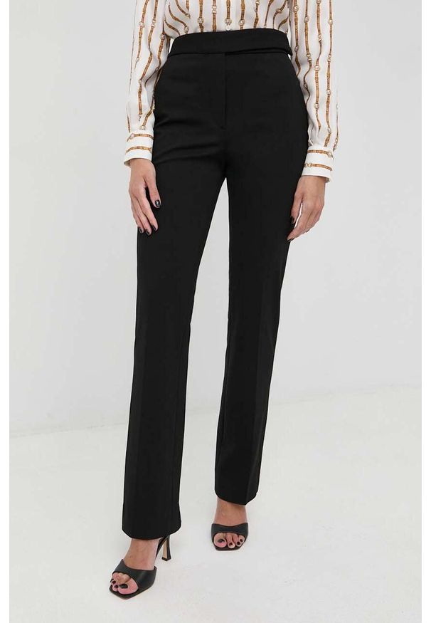 VICTORIA BECKHAM - Victoria Beckham spodnie damskie kolor czarny proste high waist. Okazja: na co dzień. Stan: podwyższony. Kolor: czarny. Styl: casual