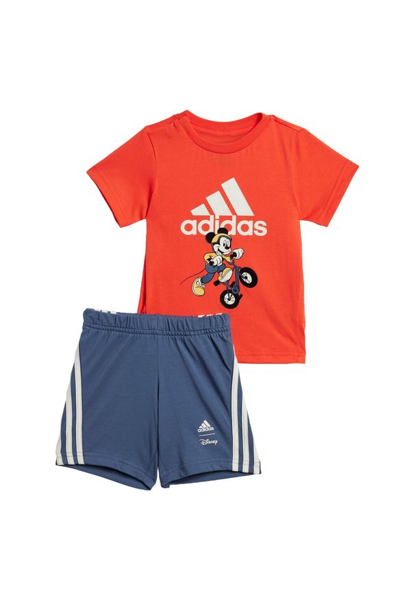 Adidas - Zestaw Disney Mickey Mouse Tee. Kolor: żółty, biały, czerwony, wielokolorowy. Wzór: motyw z bajki. Styl: sportowy, młodzieżowy