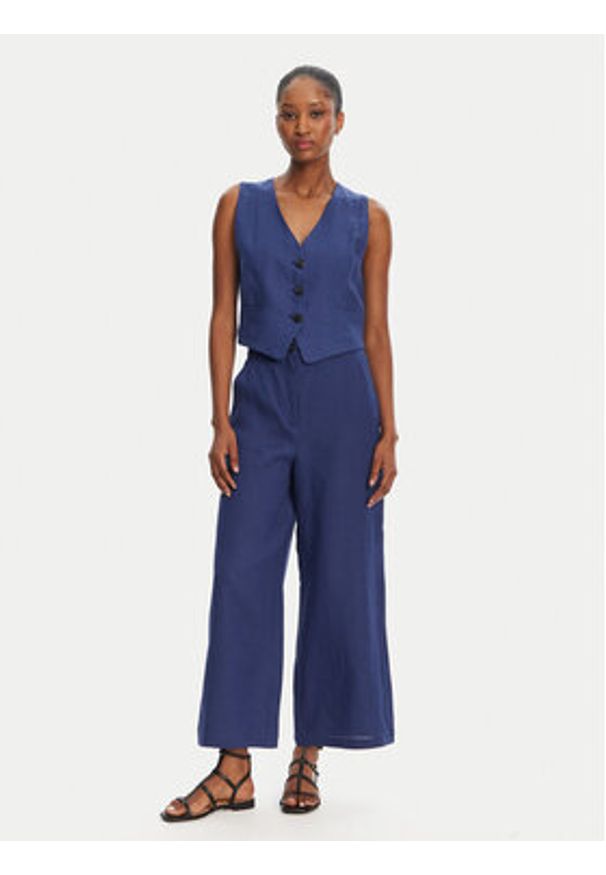 Marella Kamizelka Anemone 2515151012 Niebieski Regular Fit. Kolor: niebieski. Materiał: len