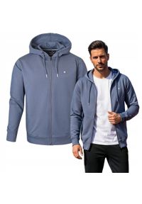 Wygodna Bluza Bawełniana - Pako Jeans - Szaro-Niebieska z Kapturem. Typ kołnierza: kaptur. Kolor: niebieski. Materiał: bawełna. Styl: klasyczny #5