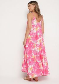 Born2be - Fuksjowa Sukienka z Wiskozy z Abstrakcyjnym Wzorem Meramara. Okazja: na co dzień. Kolor: różowy. Materiał: wiskoza. Styl: klasyczny, casual #2