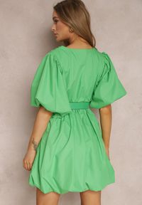 Renee - Zielona Sukienka z Paskiem Galale. Kolor: zielony. Sezon: lato. Typ sukienki: rozkloszowane, kopertowe. Długość: mini