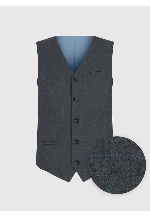 Pako Lorente - PAKO LORENTE – Szara kamizelka męska w kratę. Kolor: szary