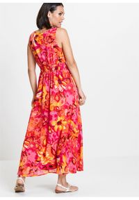 Długa sukienka szyfonowa bonprix ciemnoróżowy z nadrukiem. Kolor: różowy. Materiał: szyfon. Wzór: nadruk. Styl: elegancki. Długość: maxi #2