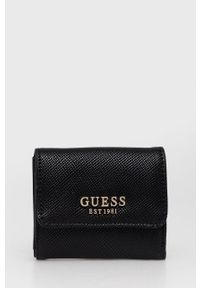 Guess portfel damski kolor czarny. Kolor: czarny. Materiał: materiał. Wzór: gładki