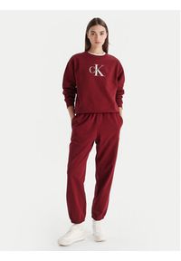 Calvin Klein Jeans Bluza Monologo LV047B234G Bordowy Relaxed Fit. Kolor: czerwony. Materiał: bawełna