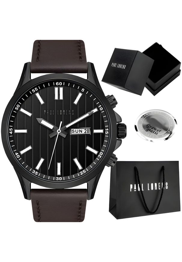 Zegarek męski Paul Lorens TORENT-1B2 zestaw z grawerem